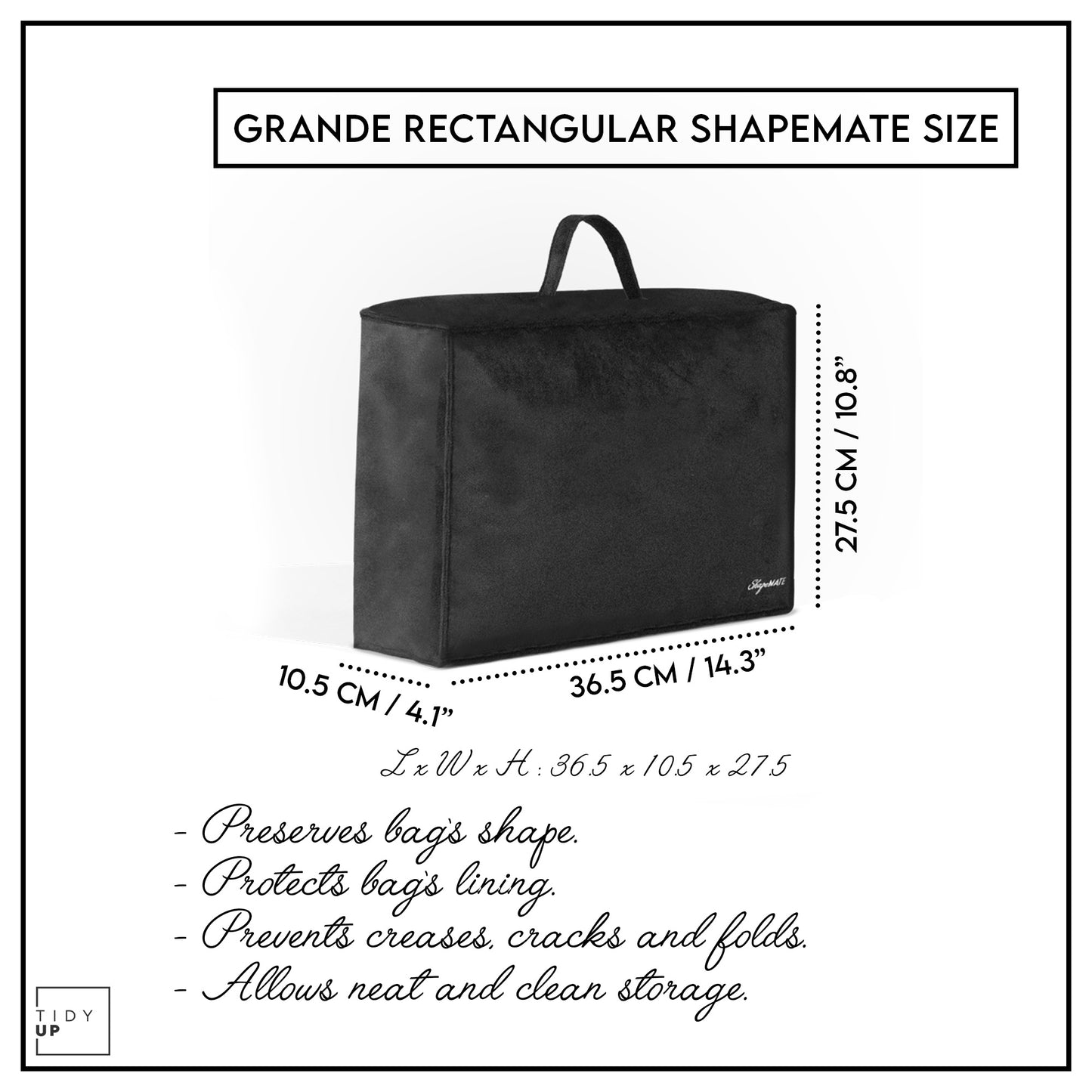 Grand Rectangular Shapemate - purse handbag crease protector