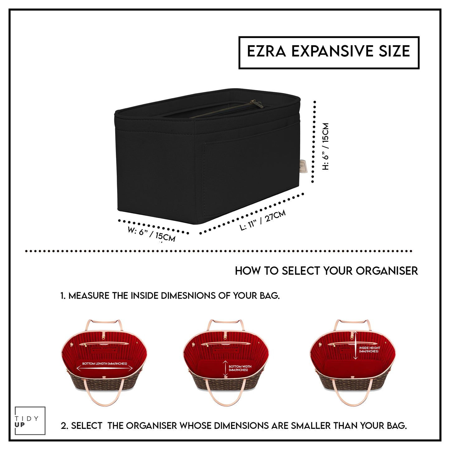 Ezra Expansive Bag Organiser How to Select Size